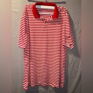 Nike Red and White Striped Dri-FIT Shirt